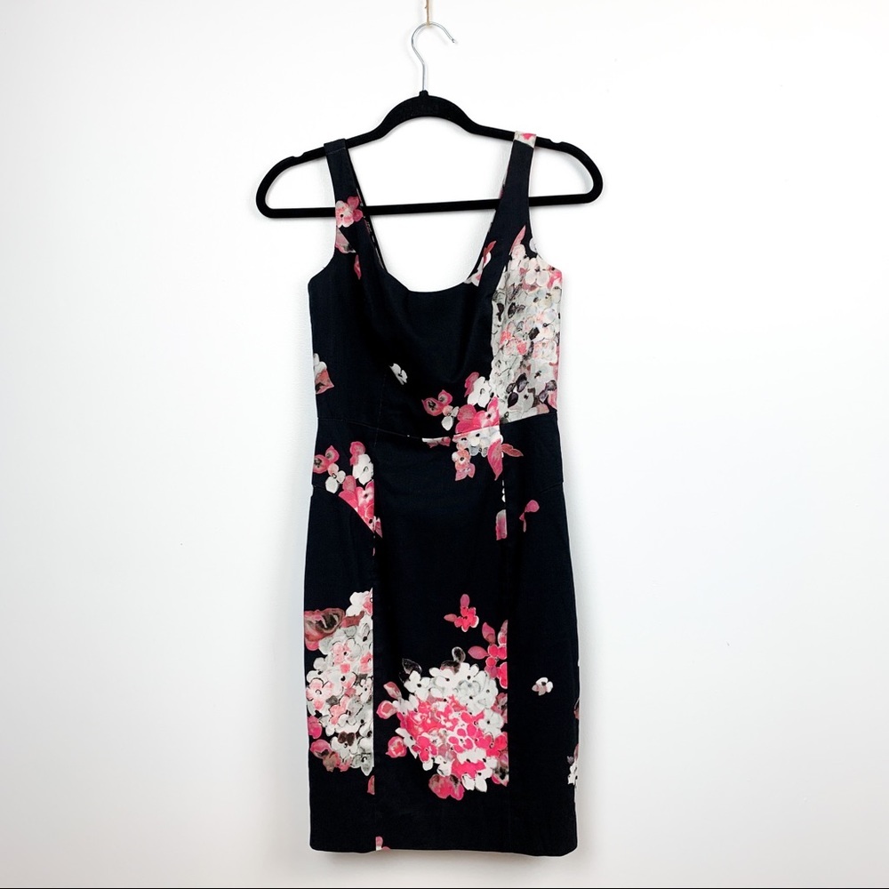 Milly Floral Form Fitting Pink & Black Dress